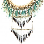 Ombre Chain Beads Crystal Fringe Statement Necklace